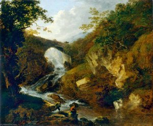 Fishermen By A Stream In A Rocky Landscape — Benjamin Barker Ii, Romanticism