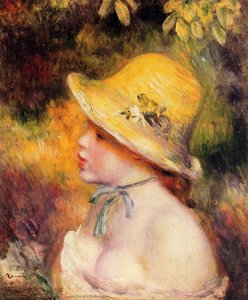 Young Girl In A Straw Hat 1 — Pierre-auguste Renoir, Impressionistic Landscape