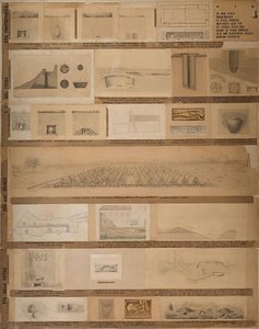 Panel with archaeological stratigraphy rendering