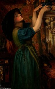 Marigolds (the Bower Maiden, Fleur-de-marie) — Dante Gabriel Rossetti, Pre-raphaelite Brotherhood