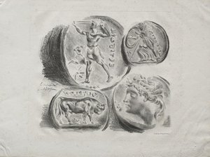 Sheet Of Four Antique Medals — Eugène Delacroix