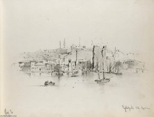 Memorie Del Mio Viaggio In Europe, 1855 An Album Of Forty Eight Drawings Of A Journey From Istanbul To London, Including Landscapes Of Smyrna, The Bay Of Naples, Malta, Tenedos, And Westminster Bridge With The Palace Of Westminster Under Construction — Count Amadeo Preziosi