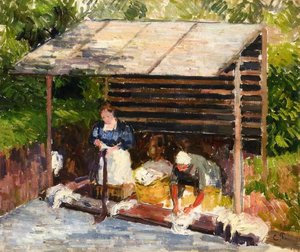 Laundresses At Eragny — Camille Pissarro
