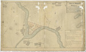Title (Original): Plan of the Attack on Mundlah Stormed on the 26th April 1818 By the Left Division of the Grand Army under the personal Command of Major General Dyson Marshall.