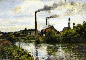 The Factory At Pontoise. — Camille Pissarro