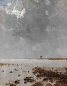 Meereslandschaft Mit Muhle Im Hintergrund — Bela Spanyi