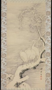 Herons In The Snow — Nakabayashi Chikutō