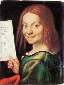 Read-headed Youth Holding A Drawing