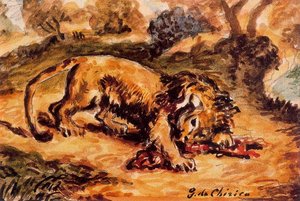 Lion Devouring A Piece Of Meat — Giorgio De Chirico, Metaphysical Art