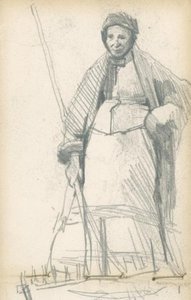 Study Of A Woman Holding A Rake — Sir George Clausen
