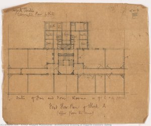 Architectural Drawing Of Hogarth Cloisters, Ealing — Arthur Heygate Mackmurdo, Arts And Crafts