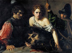 David With The Head Of Goliath And Two Soldiers — Valentin De Boulogne