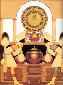Two Pastry Cooks Blue Hose And Yellow Hose — Maxfield Parrish
