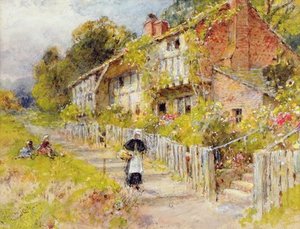 Cottages - A Row Of Cottages With A Figure — William Stephen Coleman