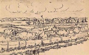 La Crau With Peach Trees In Bloom Letters — Vincent Willem Van Gogh, Post-impressionism