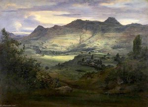 Hilly Landscape At Ankobar — Johann Martin Bernatz