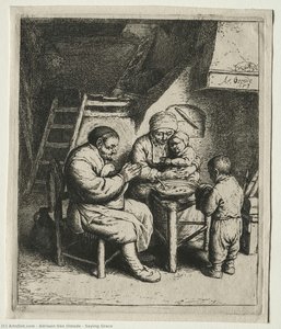 Saying Grace — Adriaen Van Ostade, Baroque