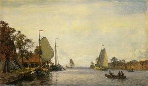 Riverscape With Sailing Boats In The Summer — Willem Bastiaan Tholen