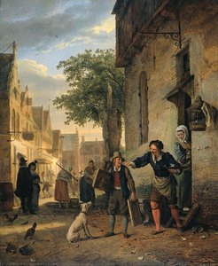 Jan Steen Sends His Son To The Streets To Exchange Paintings For Beer And Wine, Ignatius Josephus Van Regemorter, 1828 — Ignatius Josephus Van Regemorter
