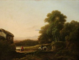 Wooded Landscape With Figures — George Morland