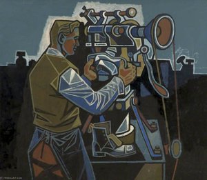 Man At Boot Machine — Cliff Rowe