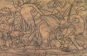 A Bull, Bird, And Crab — Lee, Jung-seob, Expressionism