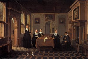 A Company In An Interior — Bartholomeus Corneliszoon Van Bassen, Baroque