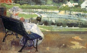 Lydia Sitting On A Porch, Crocheting — Mary Stevenson Cassatt