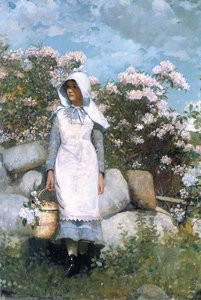 Girl And Laurel — Winslow Homer