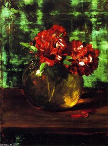 Study Of Flowers, Red Against Green (also Known As Still Life) — William Merritt Chase