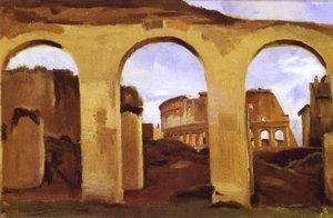 The Colosseum Seen Through The Arcades Of The Basilica Of Constantine — Jean-baptiste-camille Corot, Romantic Landscape