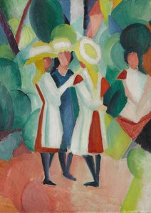 Three Girls In Yellow Straw Hats I — August Macke, German Expressionism