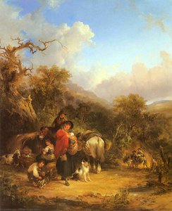 A Rest By The Roadside — William Shayer Senior