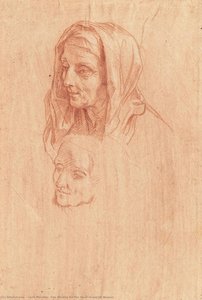 Two Studies For The Head Of An Old Woman — Carlo Maratta, Baroque Classicizing Style