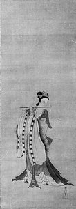 Chinese Lady Playing A Flute — Kano Tsunenobu