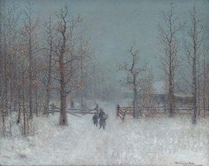 Winter Scene, (painting) — John Olson Hammerstad