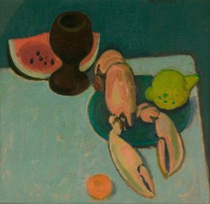 Still Life With Lobster And Watermelon — Alberto Morrocco