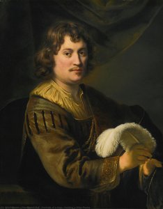 Portrait Of A Man, Holding A Wite Plume — Ferdinand Bol