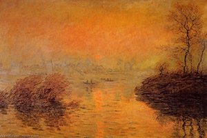 Sunset On The Seine At Lavacourt, Winter Effect — Claude Monet, Impressionist Landscape
