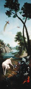 Paysage Avec Chien Et Faisans, Oiseaux De Paradis, Iris — Christophe Huet