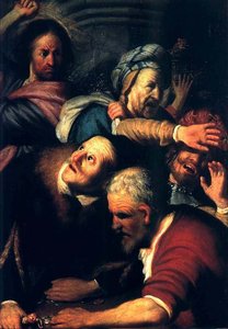 Jesus Chassant Les Vendeurs Du Temple, Moscou — Rembrandt Van Rijn, Dutch Golden Age