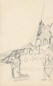 Sketch For Right Panel Of Triptych ''joan Of Arc'' — Nicholas Roerich, Symbolism