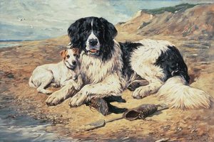 Dogs Watching Bathers — John Emms