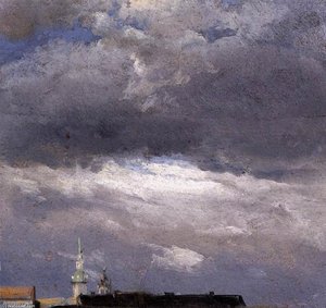 Cloud Study, Thunder Clouds Over The Palace Tower At Dresden — Johan Christian Claussen Dahl, Romanticism
