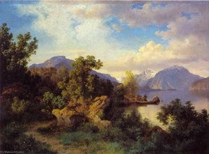 Balestrand Ved Garden Flesje — Hans Fredrik Gude