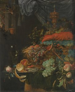 Still Life with Fruit and a Goldfinch, Abraham Mignon, 1660 - 1679