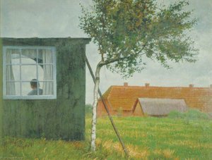 A Garden Scene, A Figure In A Shed — Arthur Segal