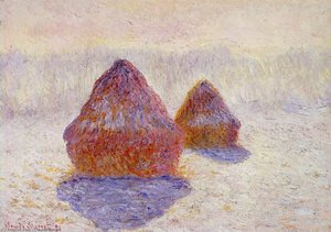 Grainstacks, White Frost Effect By Monet (also Known As Grainstacks, In Snowy Effect By Monet) — Claude Monet