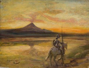 Knight Riding By A Lake — Sir Alfred James Munnings, Impressionism