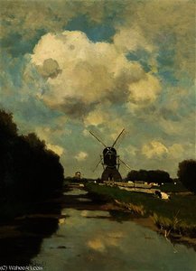 Windmills Along A Waterway Near The Woerdense Verlaat — Jan Weissenbruch